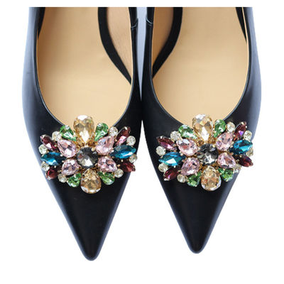 Shoe buckle metal accessories ODM Shoe Decoration Accessories Removable Shoe Clips Rhinestone Glass Color
